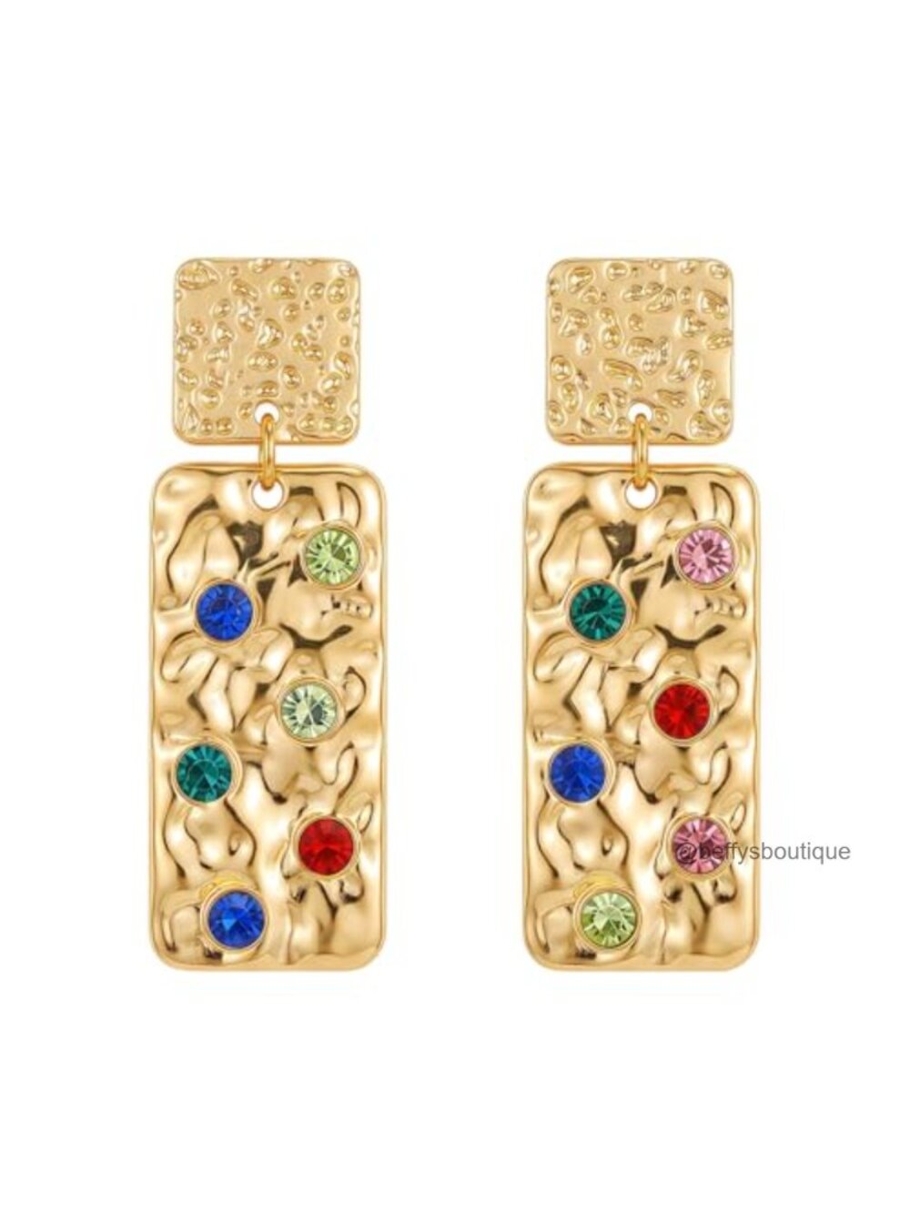 Gold Plated Stainless Steel CZ Drop Dangle Earrings